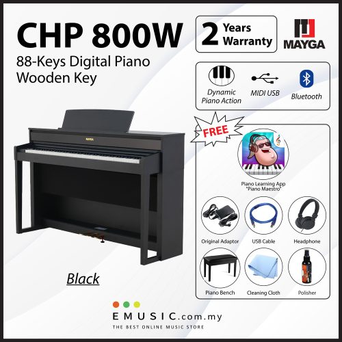 [Wooden Key] MAYGA CHP 800W New 88-Key Digital Piano with Wooden Key Bluetooth Function and Powerful Recording and Playback System CHP800W
